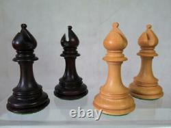 VINTAGE OR MODERN CHESS SET ROSE WOOD STAUNTON PATTERN K 108 mm + BOX NO BOARD