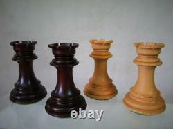 VINTAGE OR MODERN CHESS SET ROSE WOOD STAUNTON PATTERN K 108 mm + BOX NO BOARD