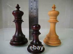 VINTAGE OR MODERN CHESS SET ROSE WOOD STAUNTON PATTERN K 108 mm + BOX NO BOARD