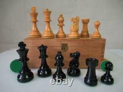 VINTAGE TOURNAMENT CHESS SET LARDY FRENCH STAUNTON PATTERN K 90 mm + BOX