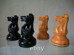 VINTAGE TOURNAMENT CHESS SET LARDY FRENCH STAUNTON PATTERN K 90 mm + BOX