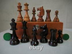 VINTAGE WEIGHTED CHESS SET TOURNAMENT FRENCH LARDY STAUNTON K 95 mm + BOX