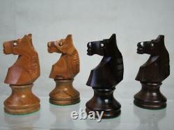 VINTAGE WEIGHTED CHESS SET TOURNAMENT FRENCH LARDY STAUNTON K 95 mm + BOX