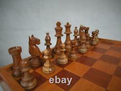 VINTAGE WEIGHTED CHESS SET TOURNAMENT FRENCH LARDY STAUNTON K 95 mm + BOX