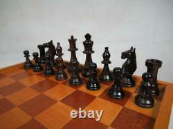 VINTAGE WEIGHTED CHESS SET TOURNAMENT FRENCH LARDY STAUNTON K 95 mm + BOX