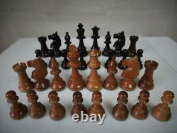 VINTAGE WEIGHTED CHESS SET TOURNAMENT FRENCH LARDY STAUNTON K 95 mm + BOX