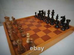 VINTAGE WEIGHTED CHESS SET TOURNAMENT FRENCH LARDY STAUNTON K 95 mm + BOX