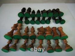 VINTAGE WEIGHTED CHESS SET TOURNAMENT FRENCH LARDY STAUNTON K 95 mm + BOX