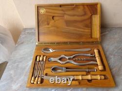 VTG RARE 1950s GERMAN ED WUSTHOF DREIZACK SOLINGEN 11 PIECE BAR SET WOODEN BOX
