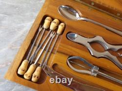 VTG RARE 1950s GERMAN ED WUSTHOF DREIZACK SOLINGEN 11 PIECE BAR SET WOODEN BOX