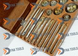 Valve Seat & Face Cutter Set Of 20 Pieces Carbon Steel IN Wooden Box