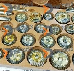 Valve Seat & Face Cutter Set Of 20 Pieces Carbon Steel IN Wooden Box