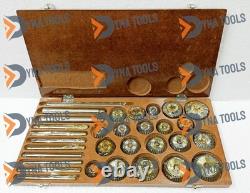 Valve Seat & Face Cutter Set Of 20 Pieces Carbon Steel IN Wooden Box