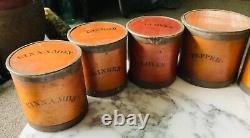 Very Early Original 1838 Round Wooden Shaker Type Spice Box Set 9 Wood Canisters