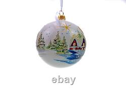 Victoria Bella 4 Hand-Made Glass Christmas Ornaments in a Wooden Box, Set of 6