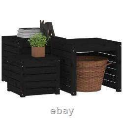 VidaXL 3 Piece Garden Box Set Black Solid Wood Pine UK NEW