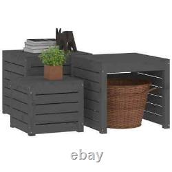 VidaXL 3 Piece Garden Box Set Grey Solid Wood Pine Durable