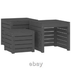 VidaXL 3 Piece Garden Box Set Grey Solid Wood Pine UK