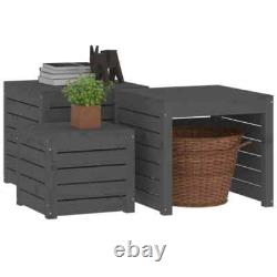 VidaXL 3 Piece Garden Box Set Grey Solid Wood Pine UK