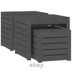 VidaXL 3 Piece Garden Box Set Grey Solid Wood Pine UK