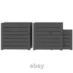 VidaXL 3 Piece Garden Box Set Grey Solid Wood Pine UK