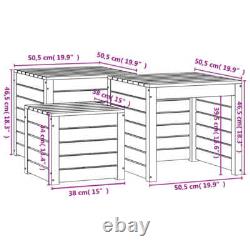 VidaXL 3 Piece Garden Box Set Grey Solid Wood Pine UK