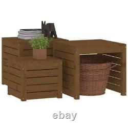VidaXL 3 Piece Garden Box Set Honey Brown Solid Wood Pine Durable