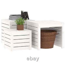 VidaXL 3 Piece Garden Box Set White Solid Wood Pine