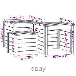 VidaXL 3 Piece Garden Box Set White Solid Wood Pine