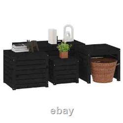 VidaXL 4 Piece Garden Box Set Black Solid Wood Pine Durable