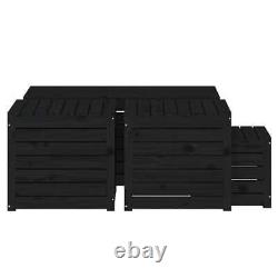 VidaXL 4 Piece Garden Box Set Black Solid Wood Pine Durable