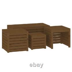 VidaXL 4 Piece Garden Box Set Honey Brown Solid Wood Pine Durable