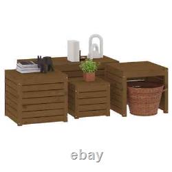 VidaXL 4 Piece Garden Box Set Honey Brown Solid Wood Pine UK NEW