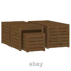 VidaXL 4 Piece Garden Box Set Honey Brown Solid Wood Pine UK NEW