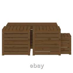 VidaXL 4 Piece Garden Box Set Honey Brown Solid Wood Pine UK NEW