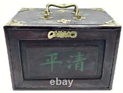 Vintage 1920s Mahjong Bone & Bamboo Full Set In Wooden Box 144 Tiles, 120 Sticks
