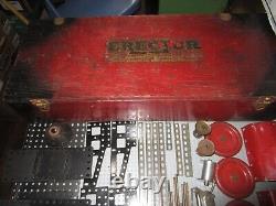 Vintage Ac Gilbert Erector Set Red Wooden Box With Many Parts