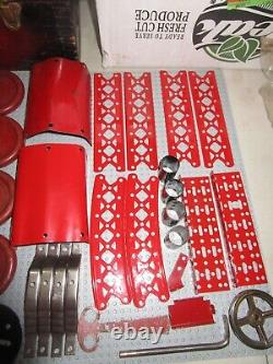 Vintage Ac Gilbert Erector Set Red Wooden Box With Many Parts