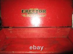 Vintage Ac Gilbert Erector Set Red Wooden Box With Many Parts