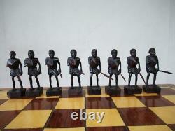 Vintage African Chess Set And Large Compedium Games Box Madagascar Merina Tribe
