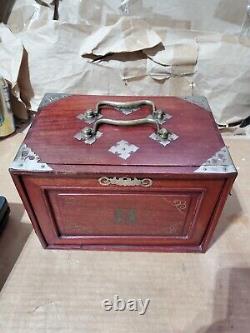 Vintage/Antique Asian Mah Jong Game Set Bone & Bamboo Tiles Wooden Box