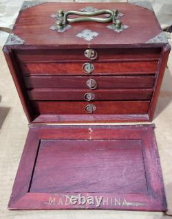 Vintage/Antique Asian Mah Jong Game Set Bone & Bamboo Tiles Wooden Box