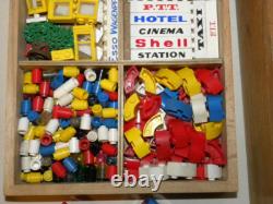 Vintage Antique Toy Large Lego Wooden Box System Set Wooden Box Ho 1/87