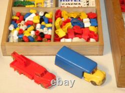 Vintage Antique Toy Large Lego Wooden Box System Set Wooden Box Ho 1/87