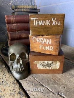 Vintage Antique Wooden Church Collection Box Set Of 3 Boxes Offertory Money Coin