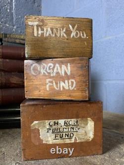 Vintage Antique Wooden Church Collection Box Set Of 3 Boxes Offertory Money Coin