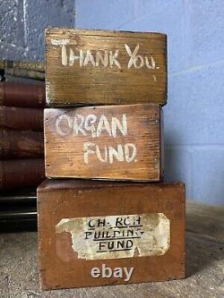 Vintage Antique Wooden Church Collection Box Set Of 3 Boxes Offertory Money Coin