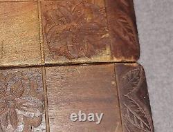 Vintage Antique Wooden Hand Carved Asian Chinese Chess Set with Storage Box