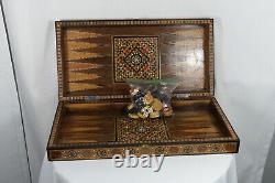 Vintage Backgammon Set with Foldable Handmade Wooden Box