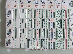 Vintage Bovine Bone / Bamboo Mah Jong Set Complete In A Wooden Box Mah Jongg